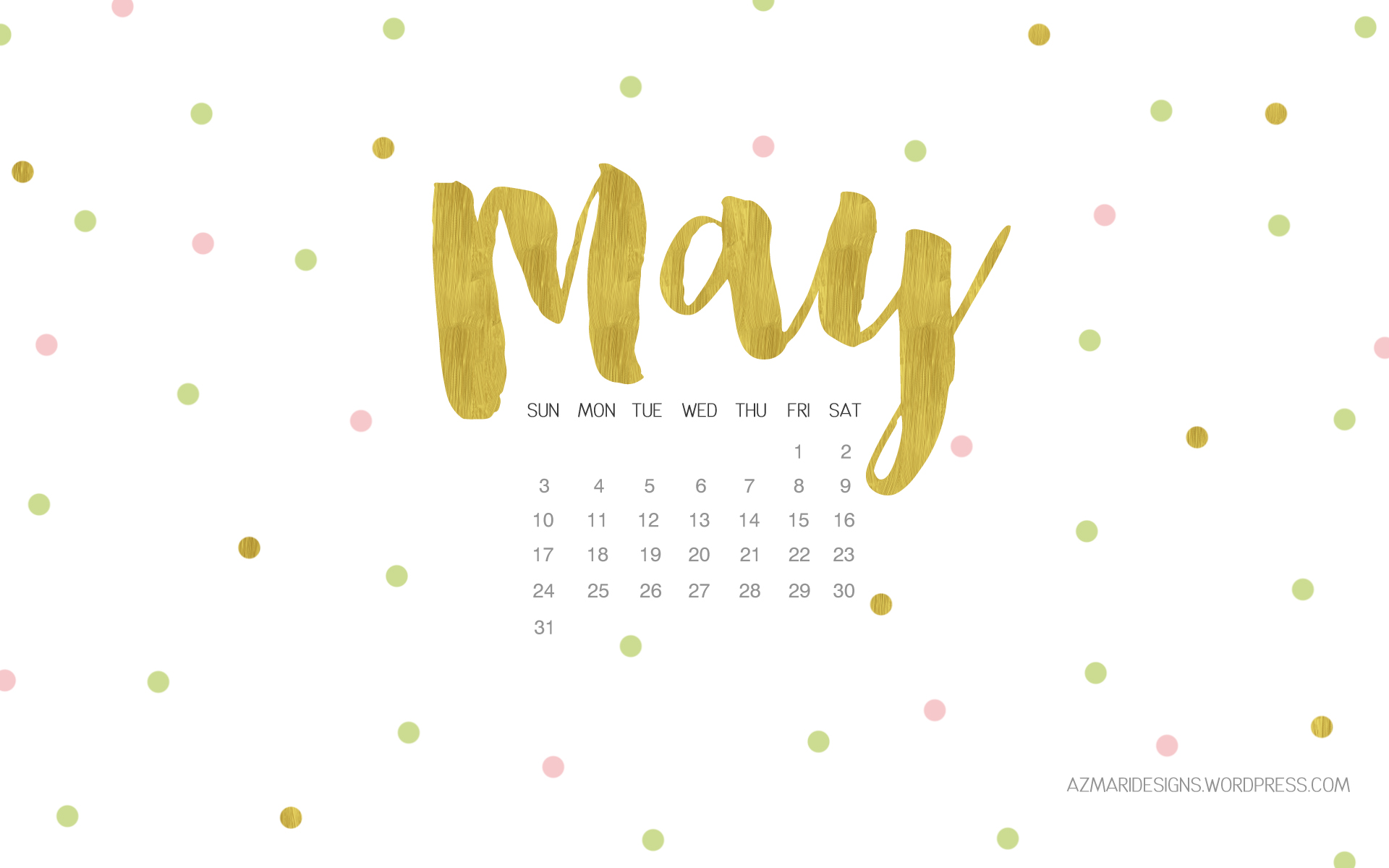 May Desktop Wallpaper Calendar Azmari Designs