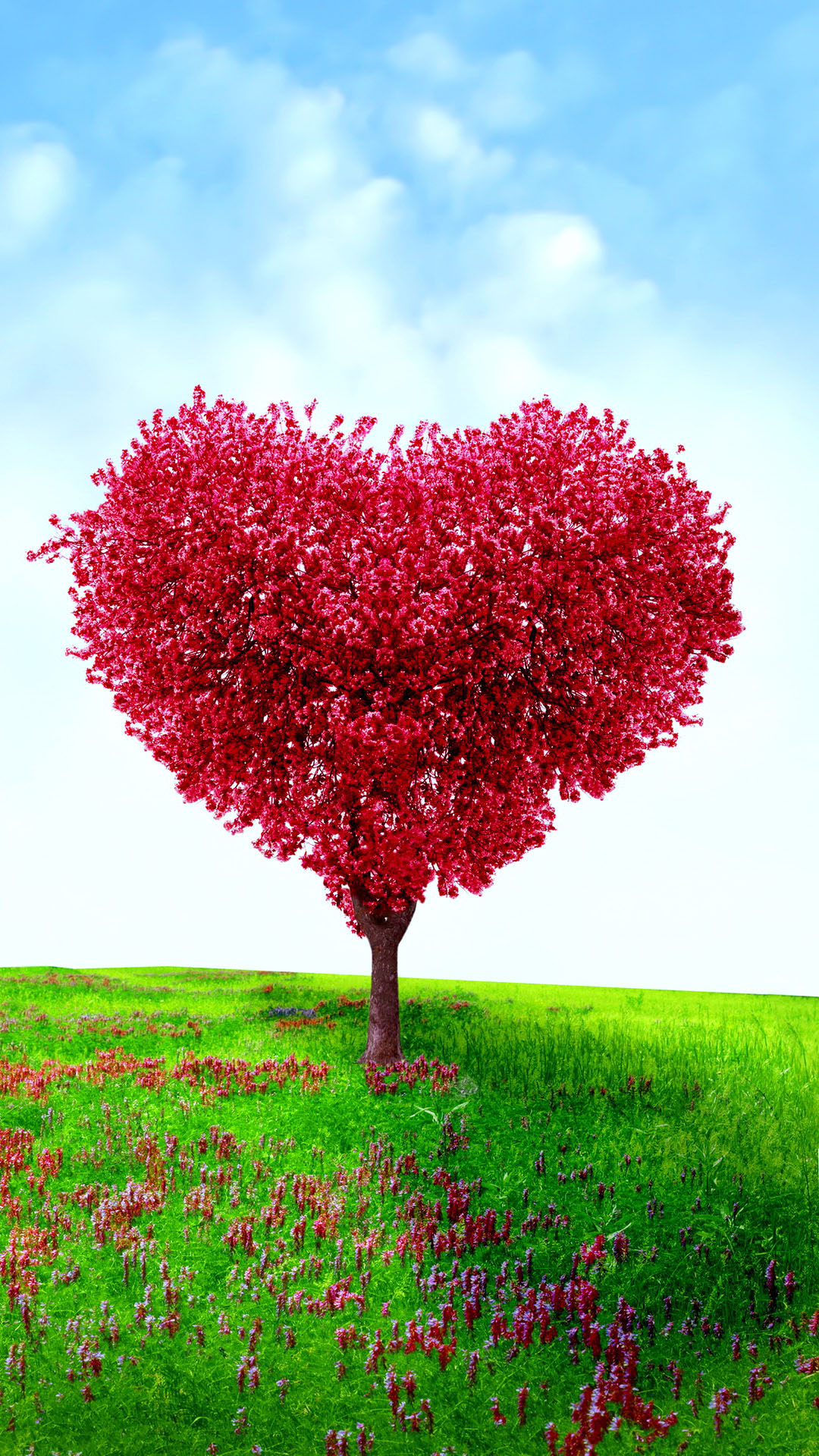 Heart Shaped Tree Valentines Day Love Android Wallpaper