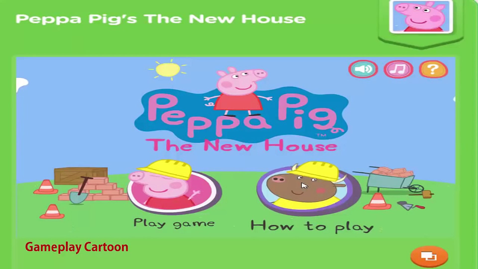 Screenshot of the Peppa Pig's The New House game title screen