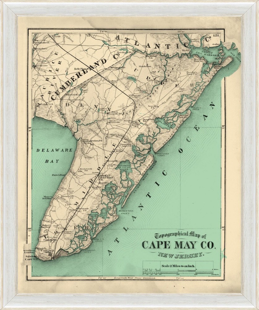 Map Of Cape May New Jersey By Vintage Print Gallery
