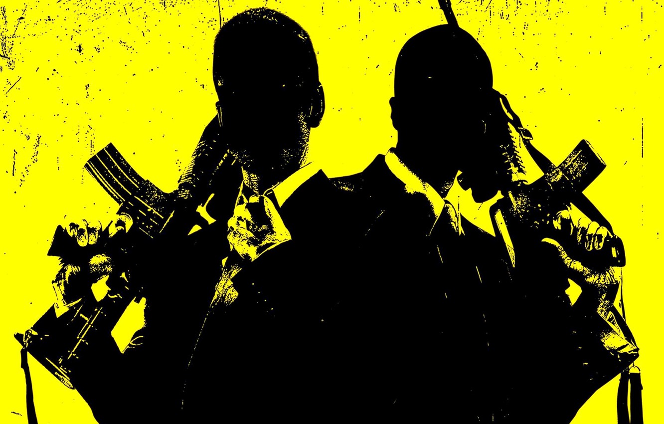 Wallpaper Weapons Trunks Gun Costume Men Yellow Background