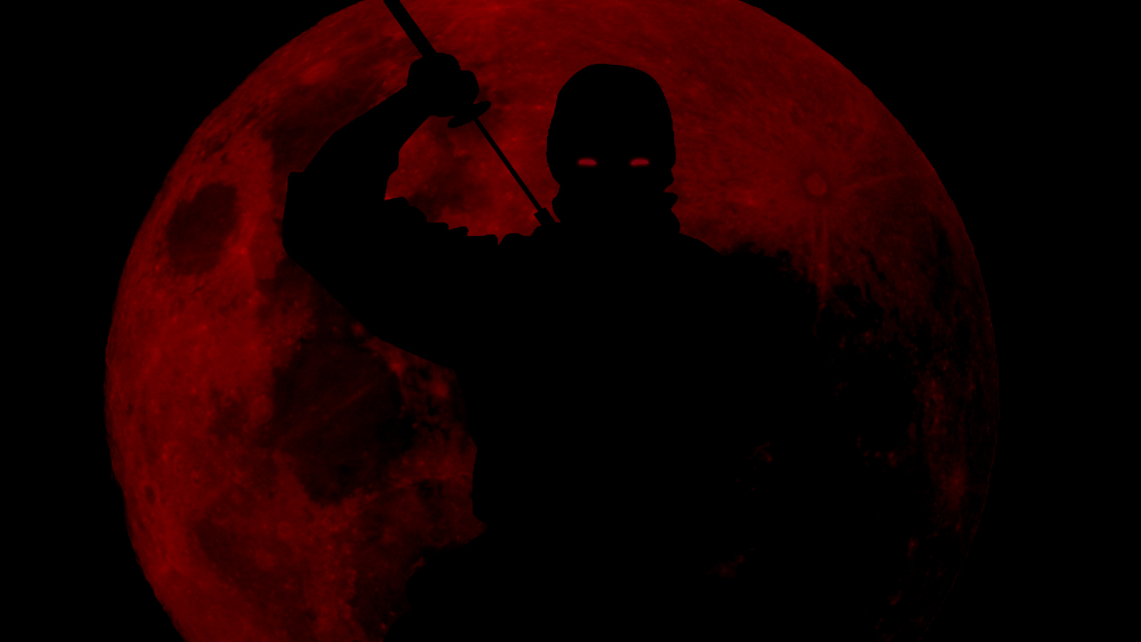 Ninja And Red Moon Wallpaper Pc