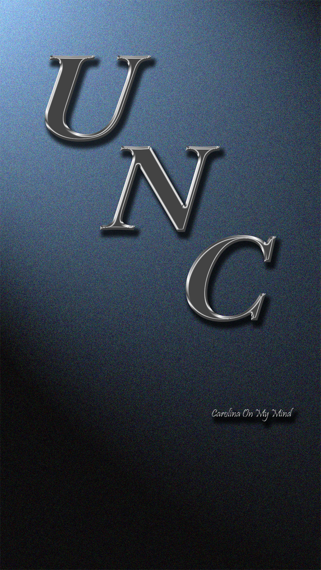 UNC Wallpaper Metal Letters Staggered on Lit Wall 1080 x 1920