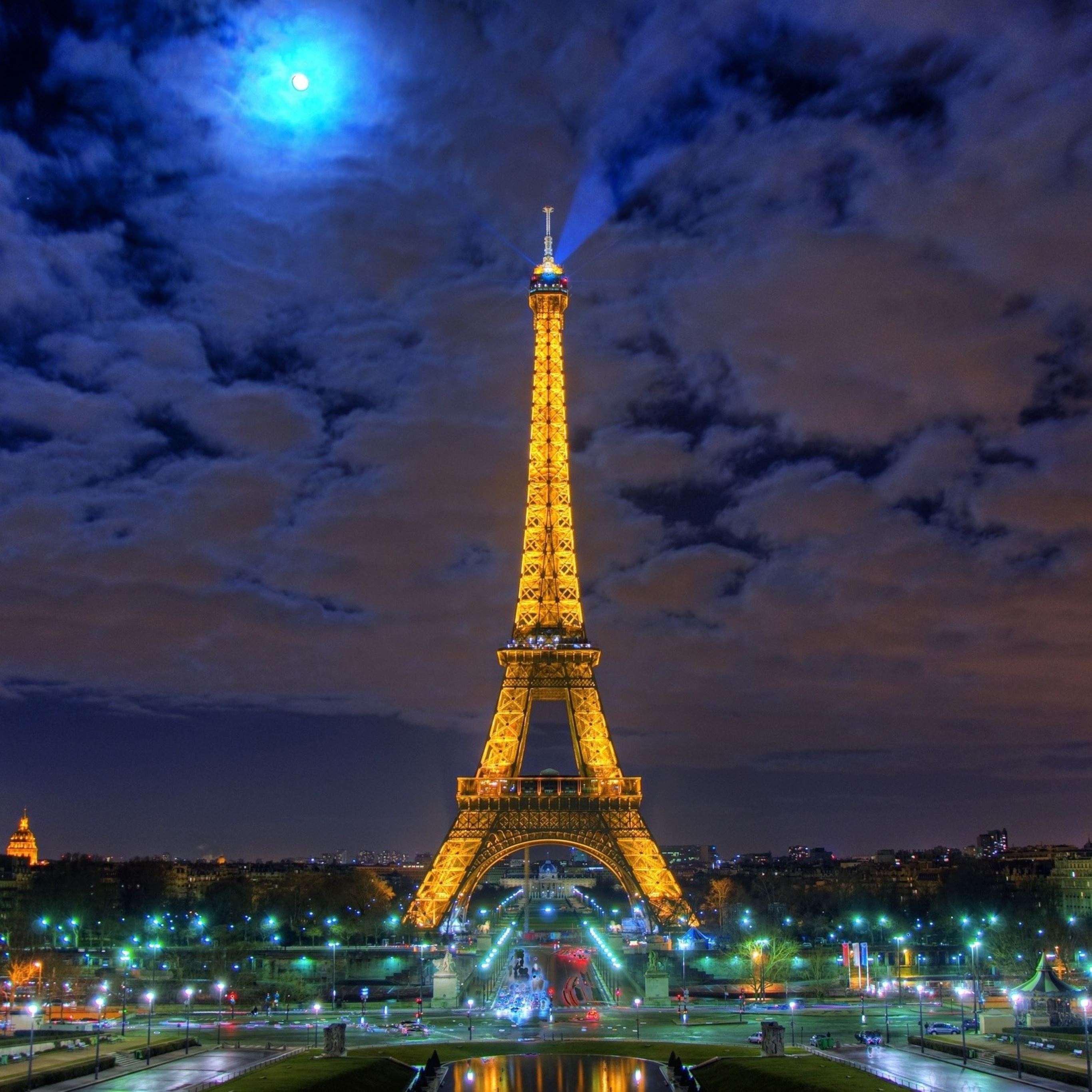 Eiffel Tower Paris France Night iPad Pro Wallpaper