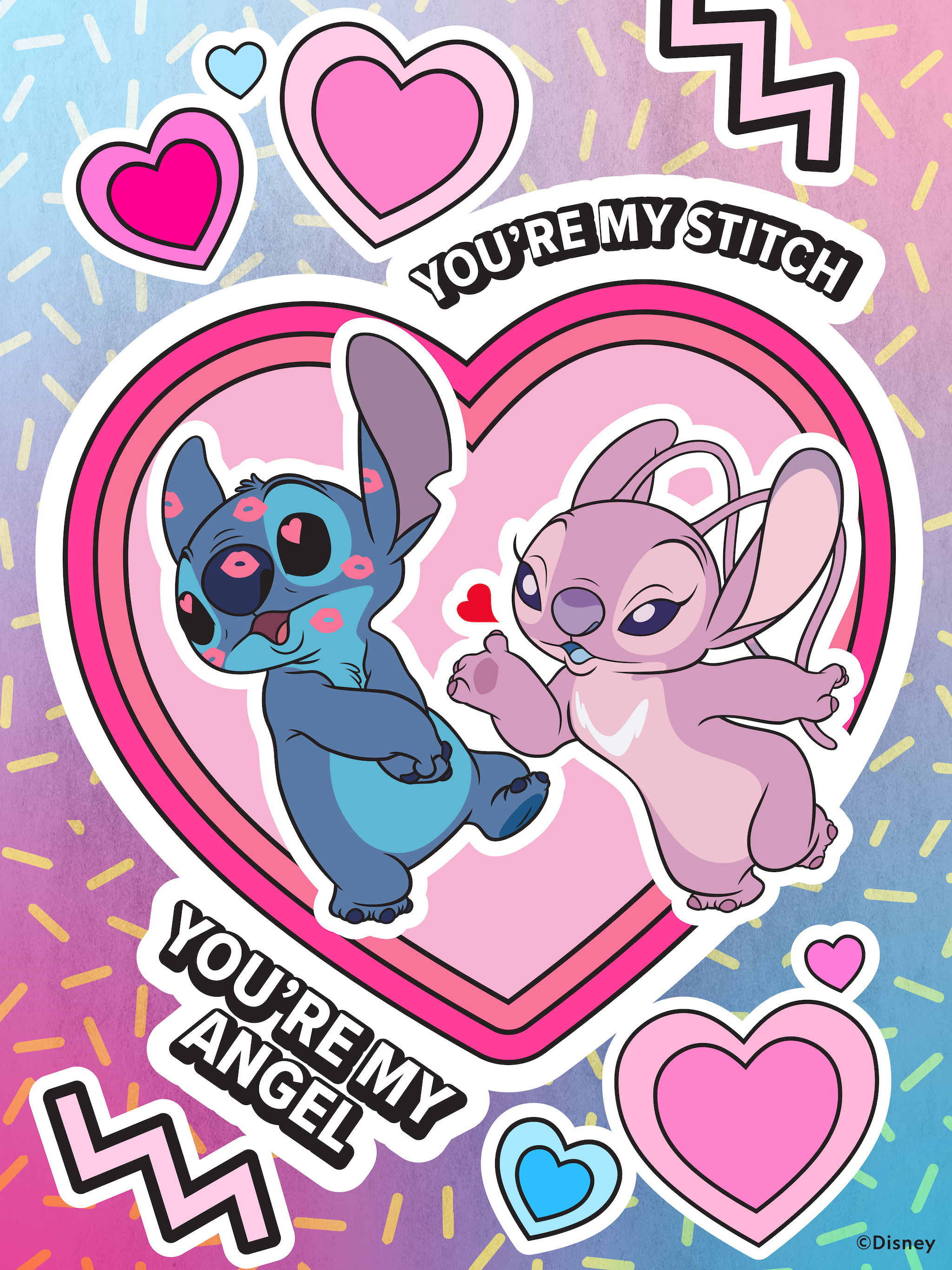 Pink And Blue Aesthetic Stitch Ohana Wallpaper