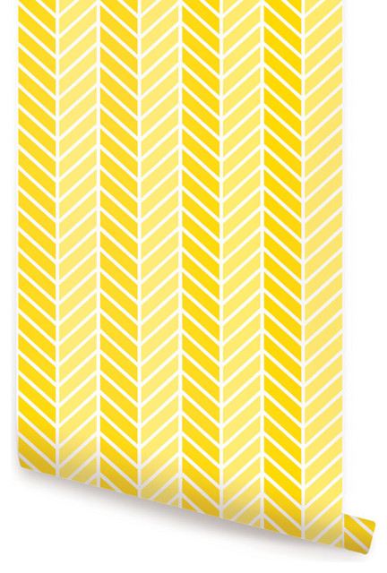 Tone Wallpaper Peel And Stick Yellow X48 Transitional