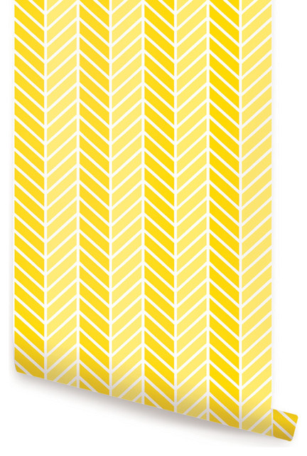 Tone Wallpaper Peel And Stick Yellow x48 Transitional