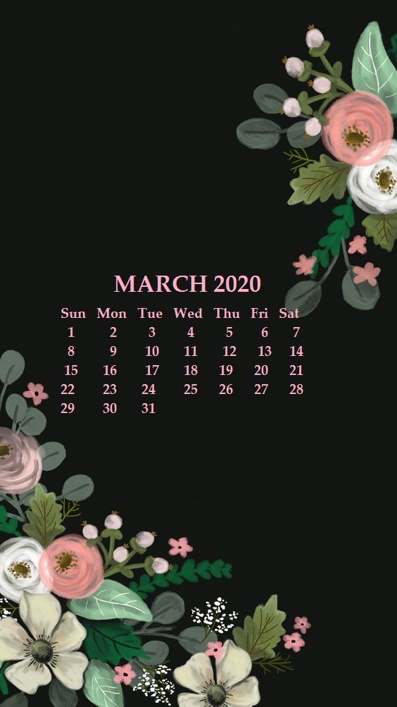 iPhone March Calendar Wallpaper