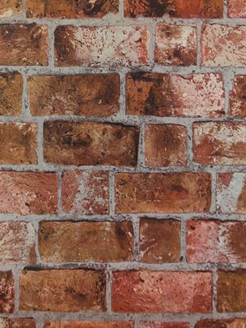 Orange Textured Brick Wallpaper Traditional