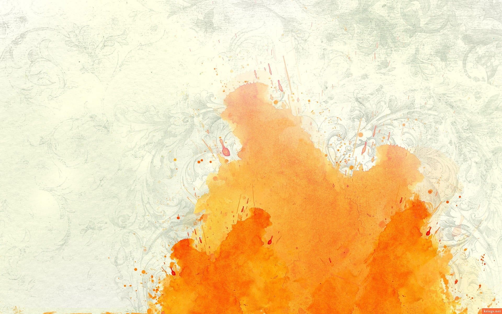 Orange Splash Wallpaper Abstract Digital Art Artwork 1080p