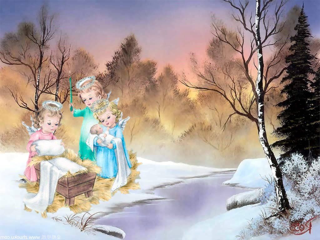 Angels Watching Over Baby Jesus Christianity Christmas Christ