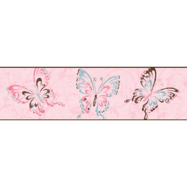 Free download Modern Pink Brown Teal Butterfly Border All 4 Walls ...