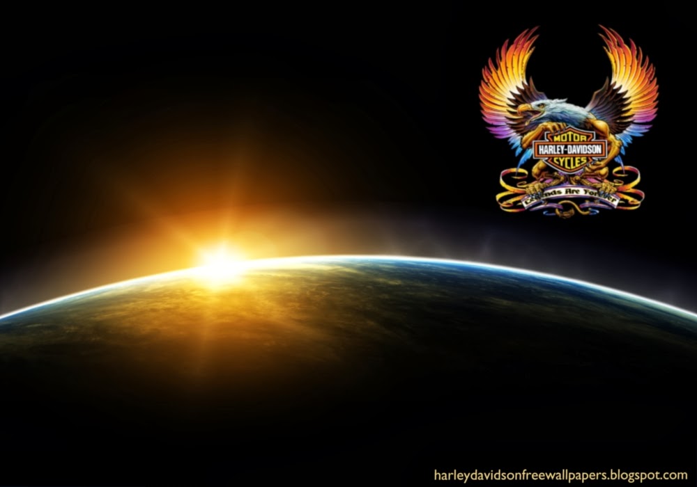 Desktop Wallpaper Harley Davidson Fire Bird Logo At Space Eclipse
