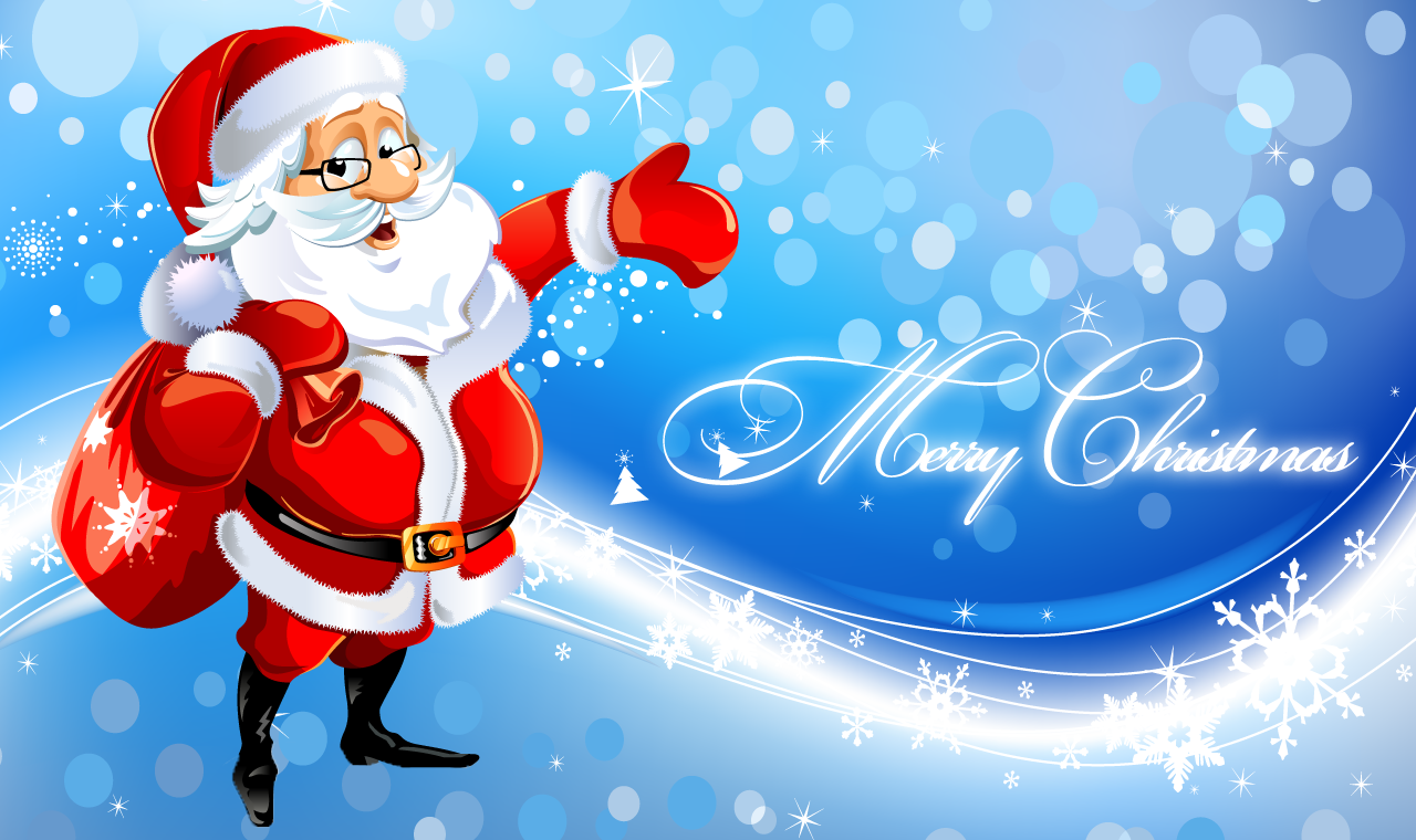 Cute Santa Merry Christmas Wallpaper With