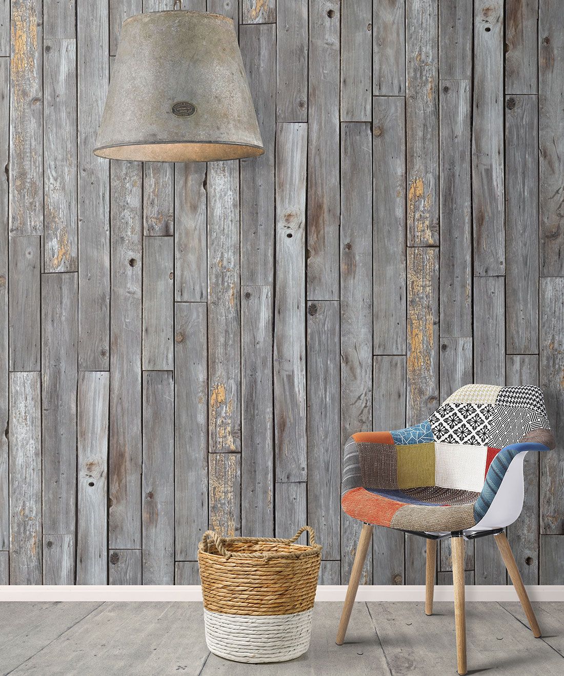 Rustic Wood Panels Wallpaper Gray Effect Milton King