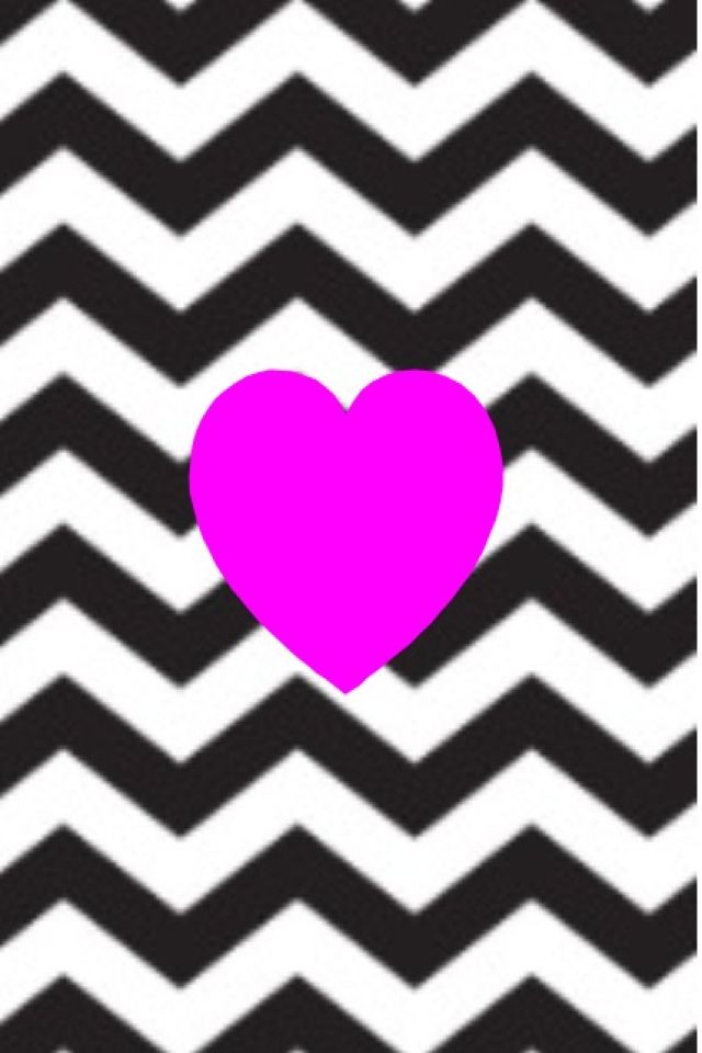 Pink heart and black and white chevron wallpaper pattern phone