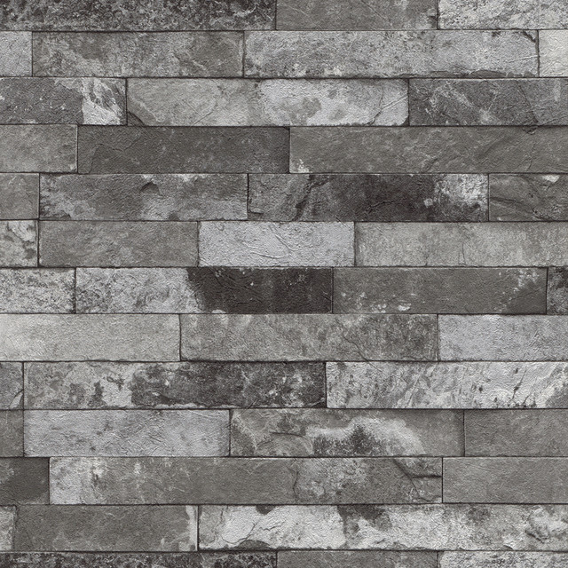 Medium Gray Distressed Brick Wallpaper By Washington