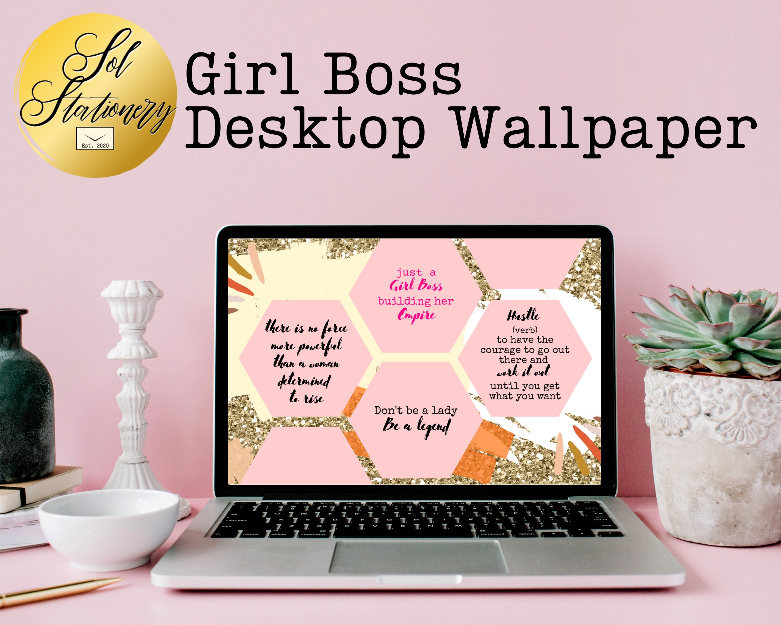 Girl Boss Quotes Desktop Wallpaper Set Of Four Rotating