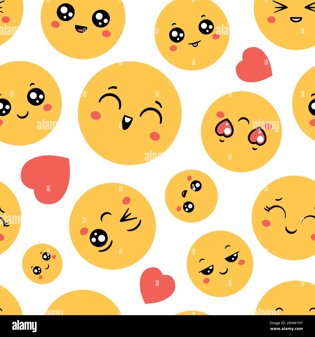 Emoticons Seamless Pattern Emoji Happy Faces For Funny Print