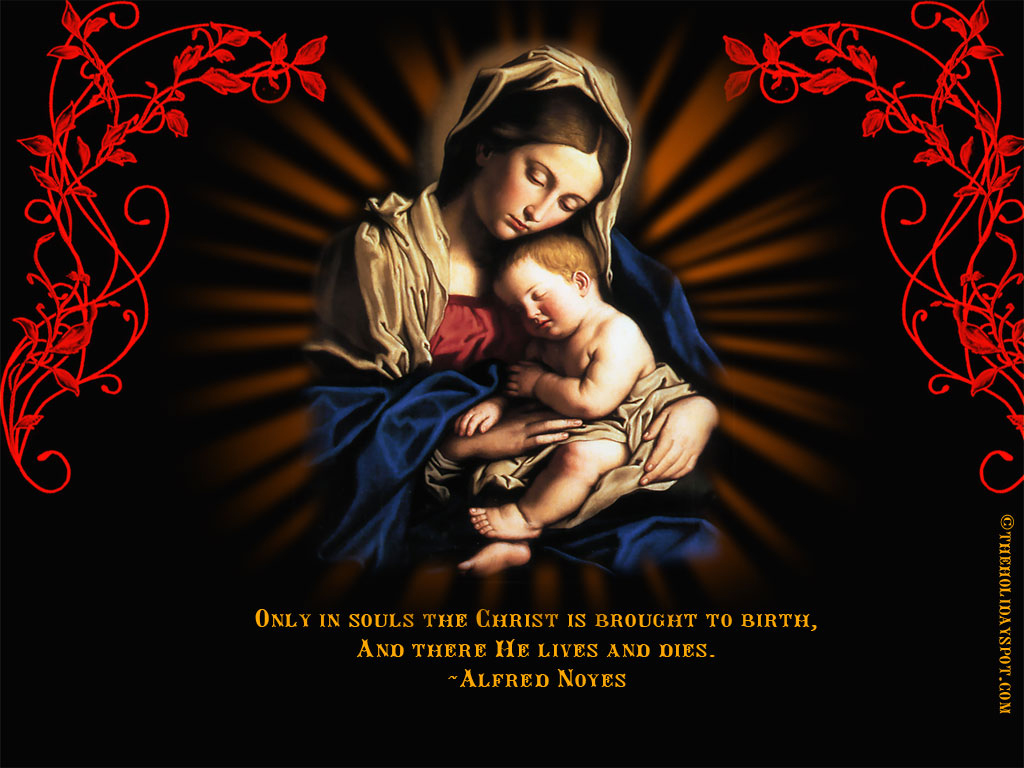 Christmas Wallpaper Jesus With Mother Merry