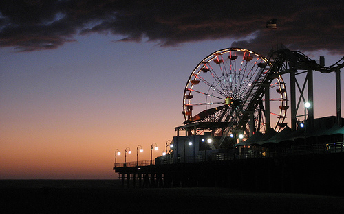 Wallpaper Renditions Santa Monica Pier In The Evening By Andrionni