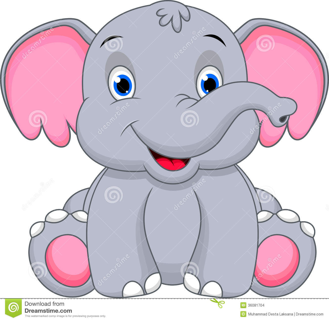 Cute Baby Elephant Cartoon Stock Image Image