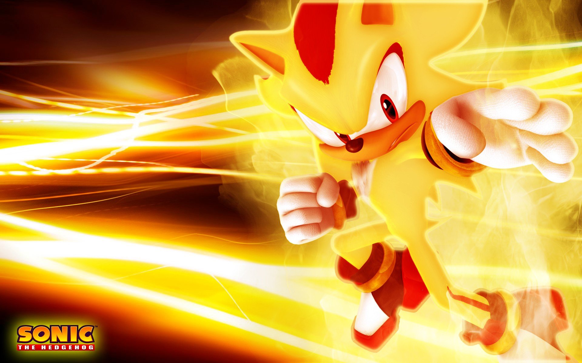 Super Sonic in Action: A vibrant illustration of Super Sonic from the Sonic the Hedgehog series, blazing with golden energy against a dynamic background