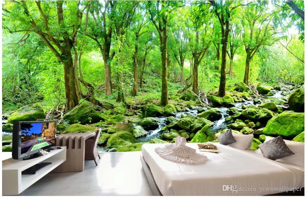 HD Oil Painting Forest Landscape Background Wall Mural 3d