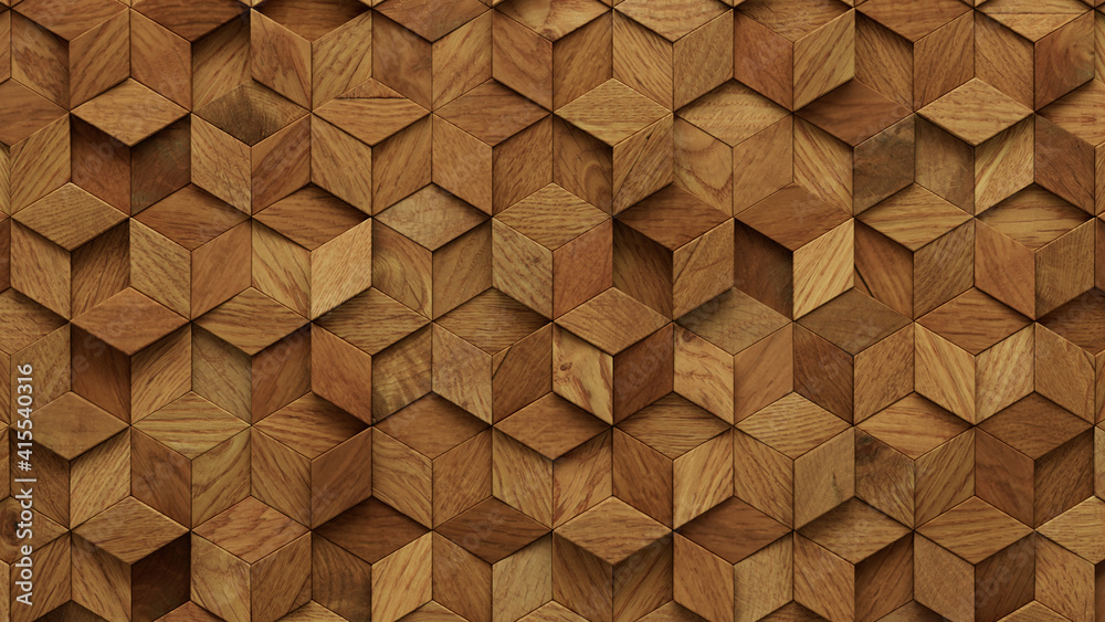 Wood Block Wall Background Mosaic Wallpaper With Light And Dark