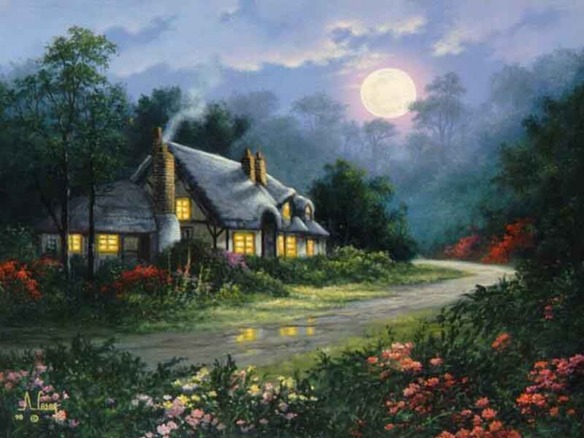 House Country Cottages In Cottage Painting Garden Art