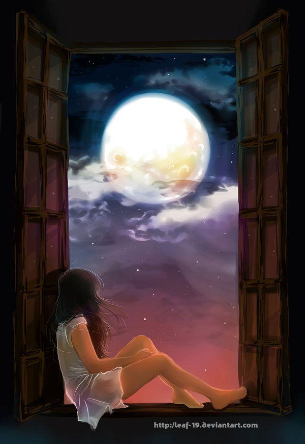 Talking To The Moon By Leaf Dreamy Art