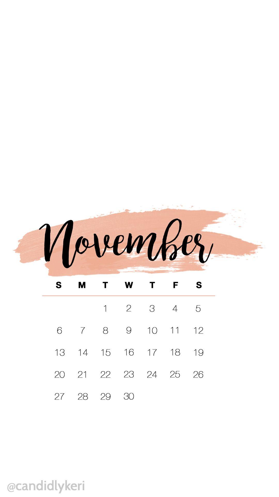 Cute Pink Watercolor November Calendar Wallpaper You Can