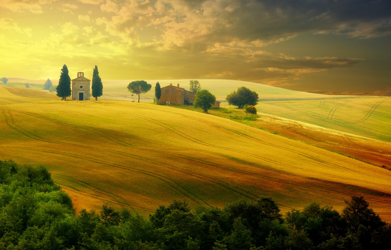 Wallpaper Summer The Sky Trees Landscape Sunset Nature Italy