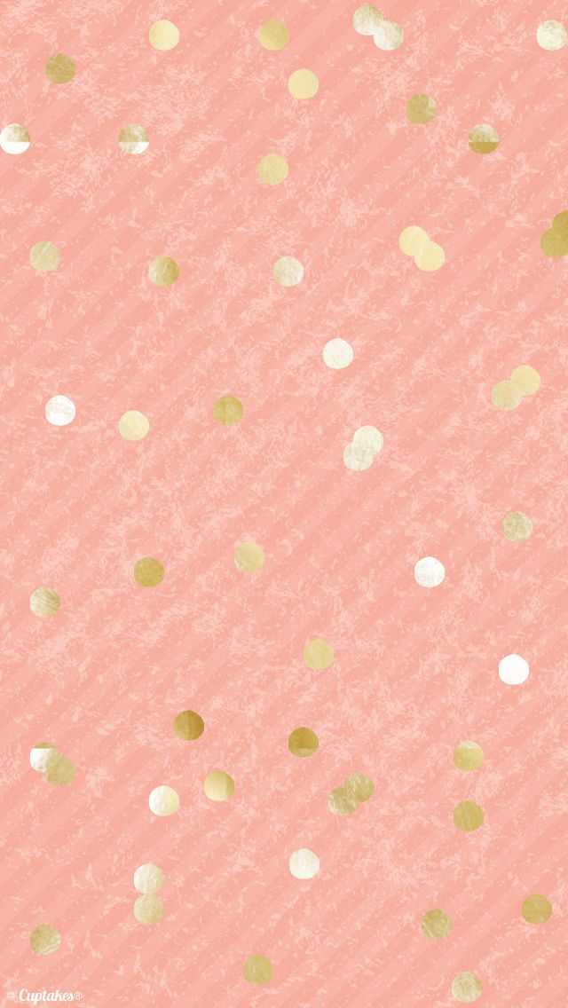Coral peach gold confetti dots iphone background wallpaper