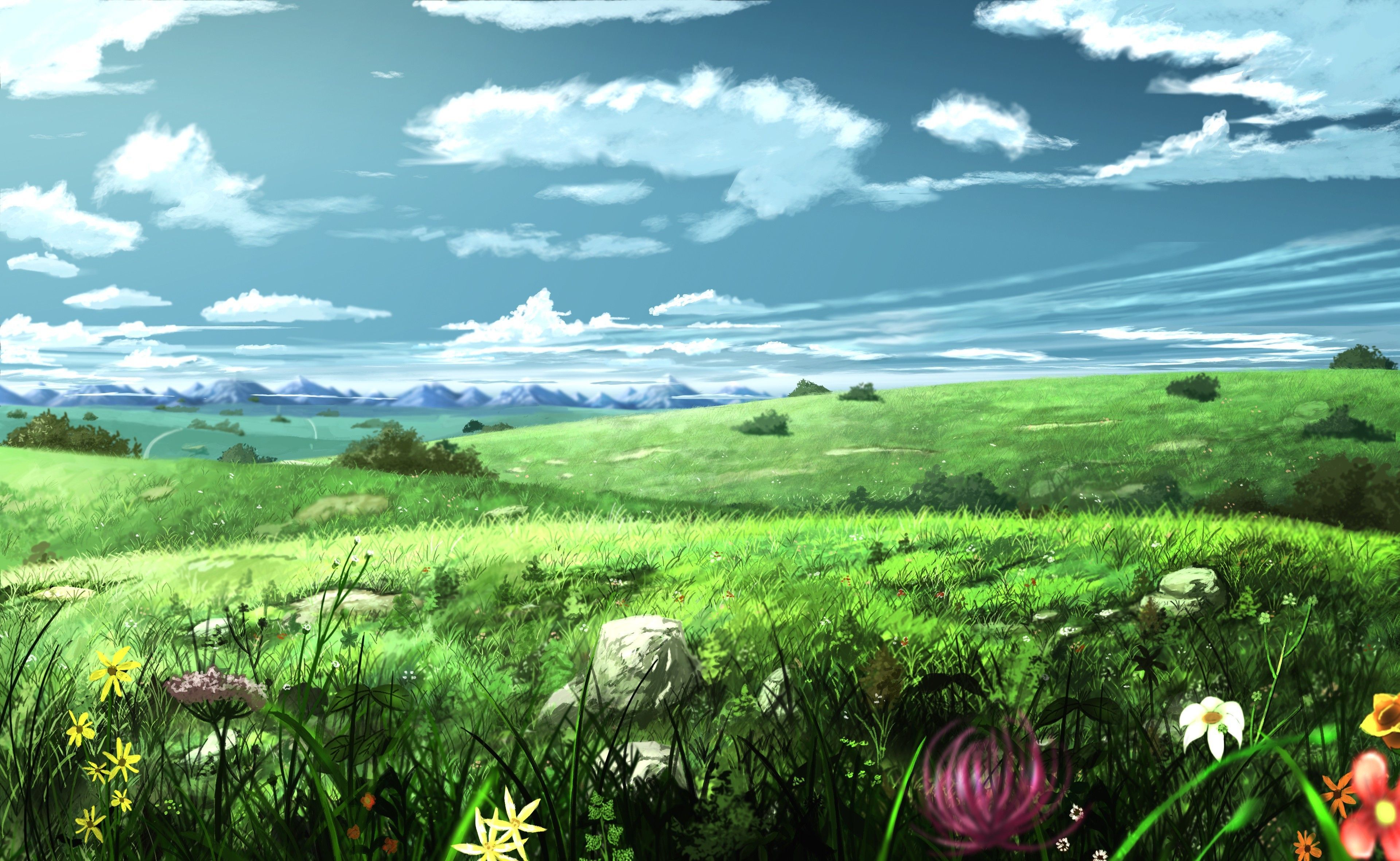 Anime Field Wallpaper Top Background