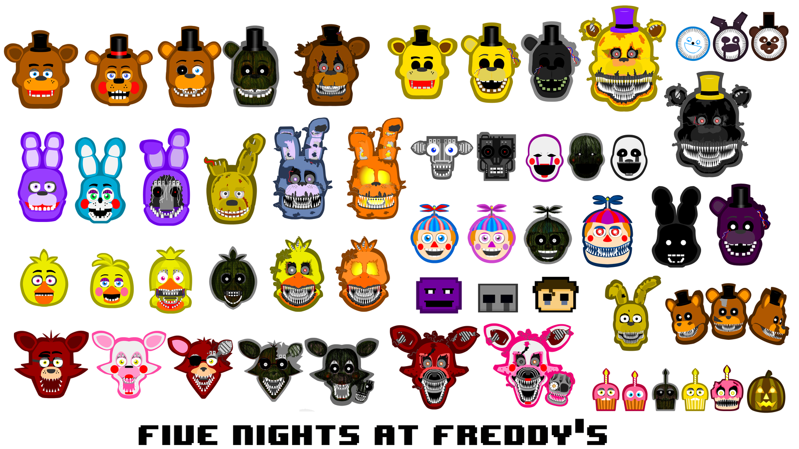 Fnaf All Characters By Hookls