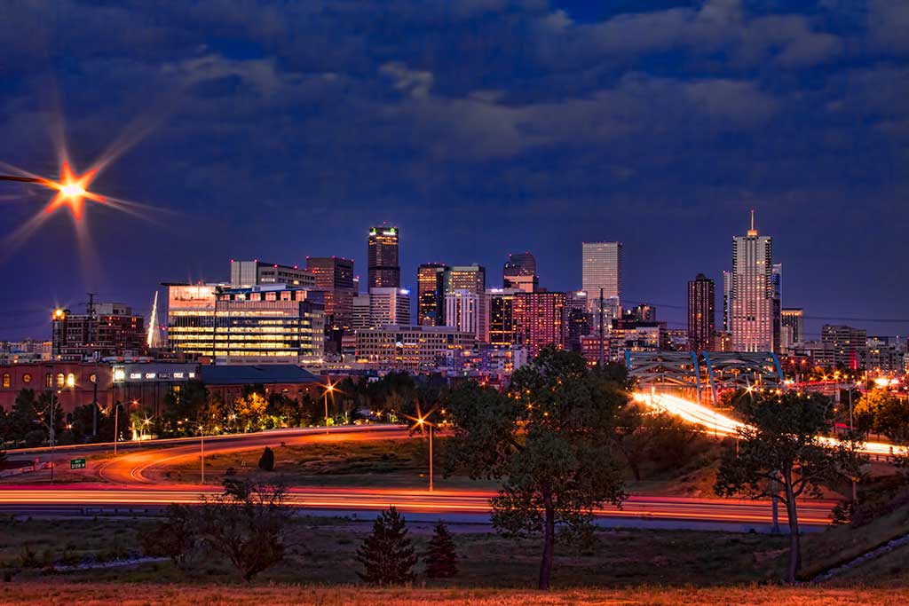 Night Skyline Of Denver Photo