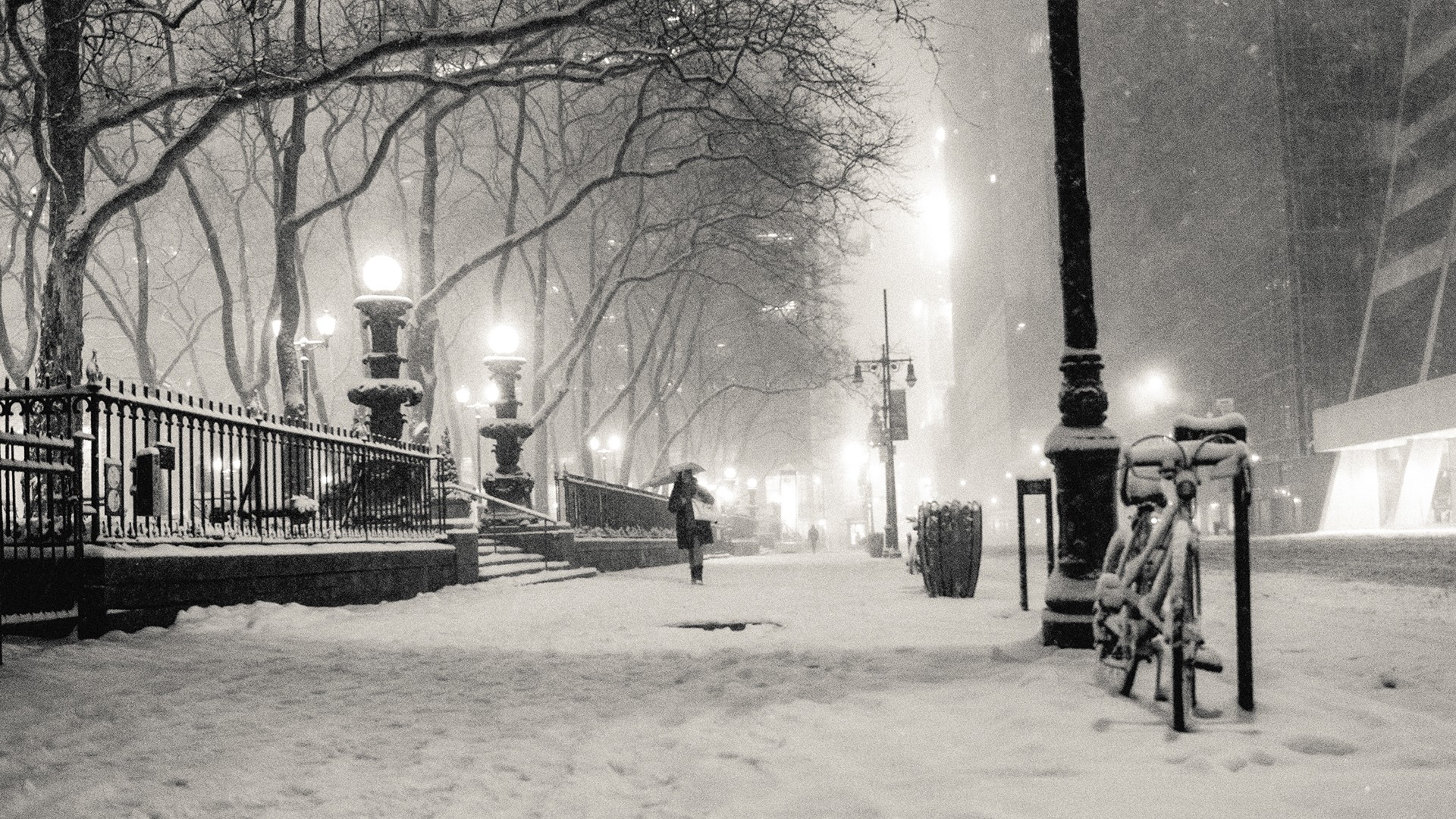 Wallpaper Black And White Winter Snow New York City Monochrome