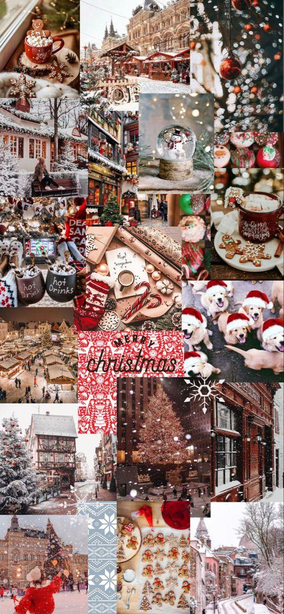 Christmas iPhone collage wallpaper Christmas collage Merry