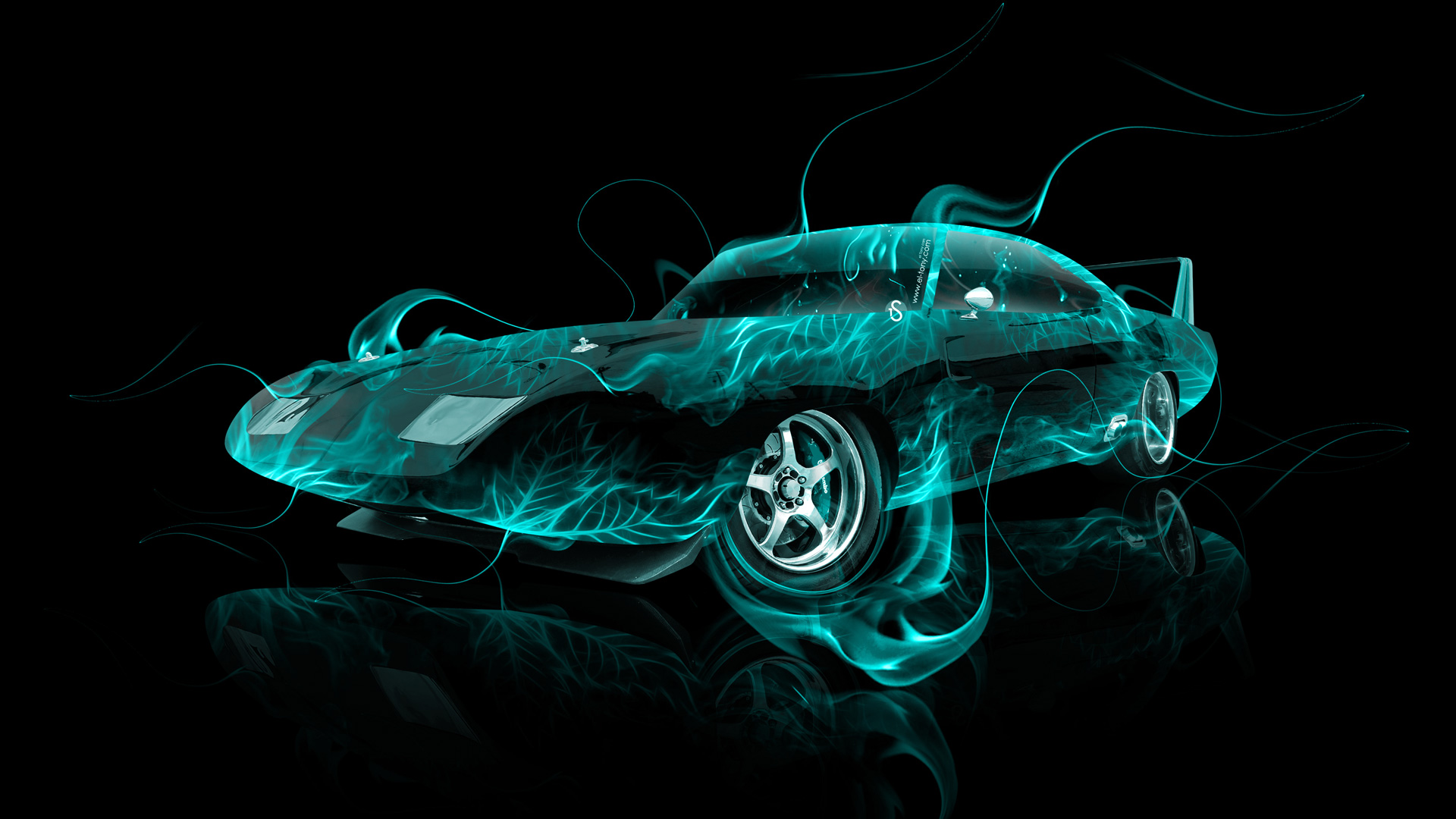 Dodge Charger Daytona Muscle Art Azure Fire Abstract Car HD