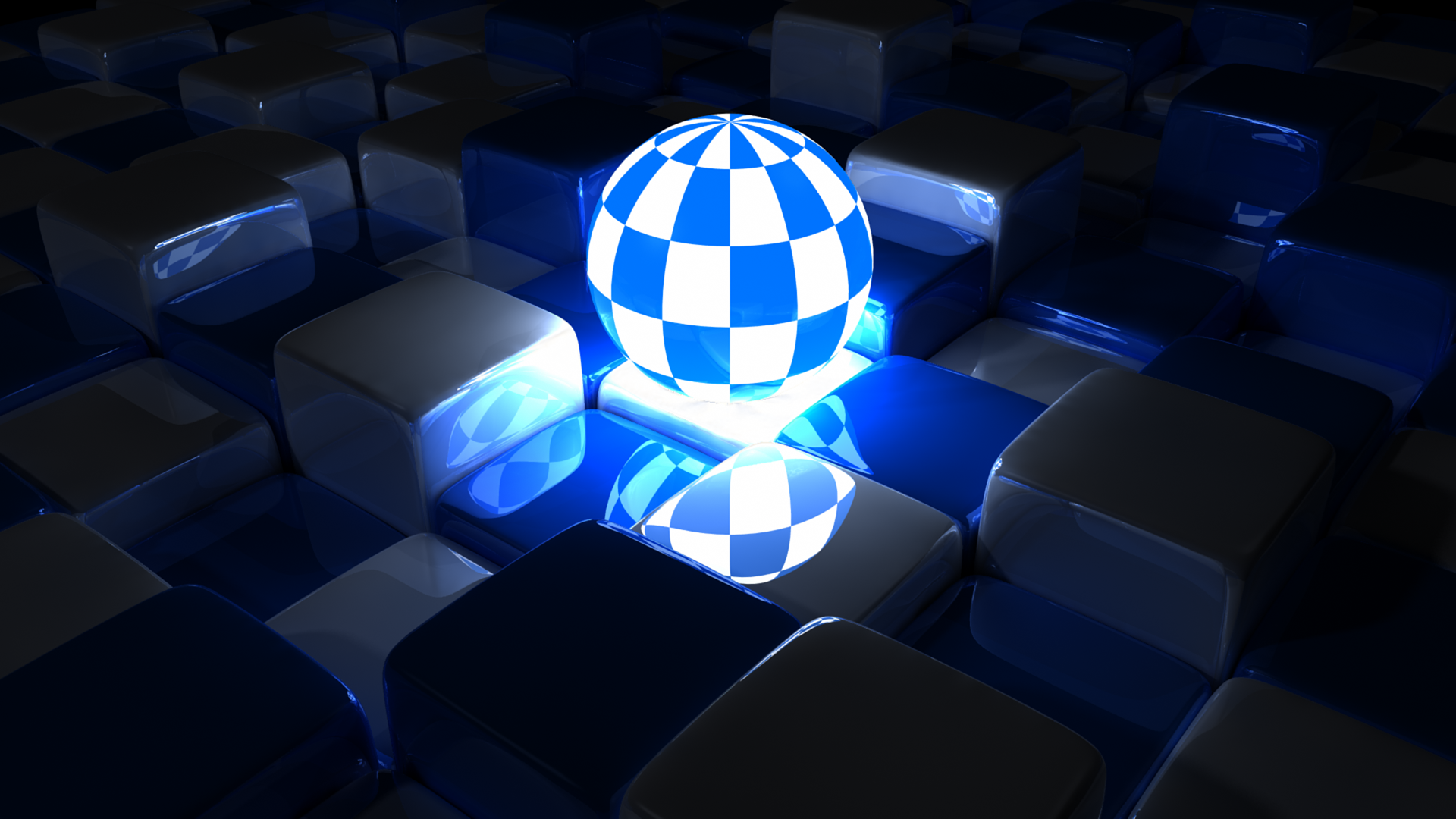 Luminous Sphere Among Cubes Wallpaper And Image