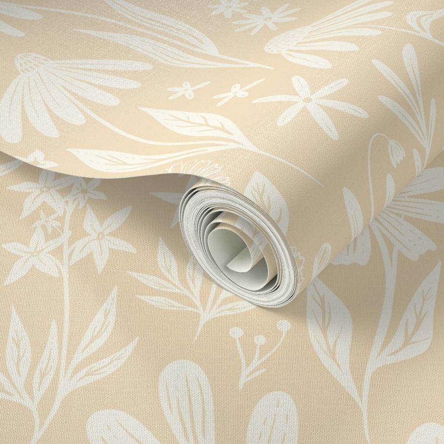 Wildflowers Buttercream Yellow Medium Scale By Writtenbykristen Wallpaper