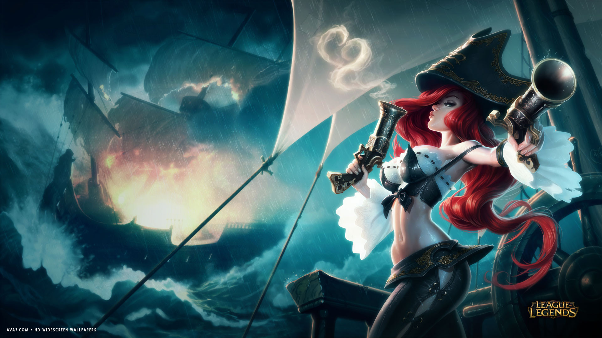 League Of Legends Game Lol Miss Fortune Pirate Guns HD Widescreen