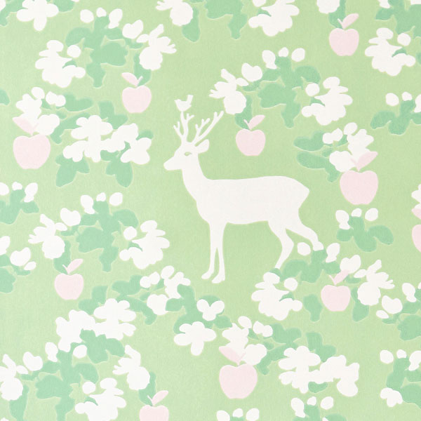 Majvillan Apple Garden Soft Green Wallpaper