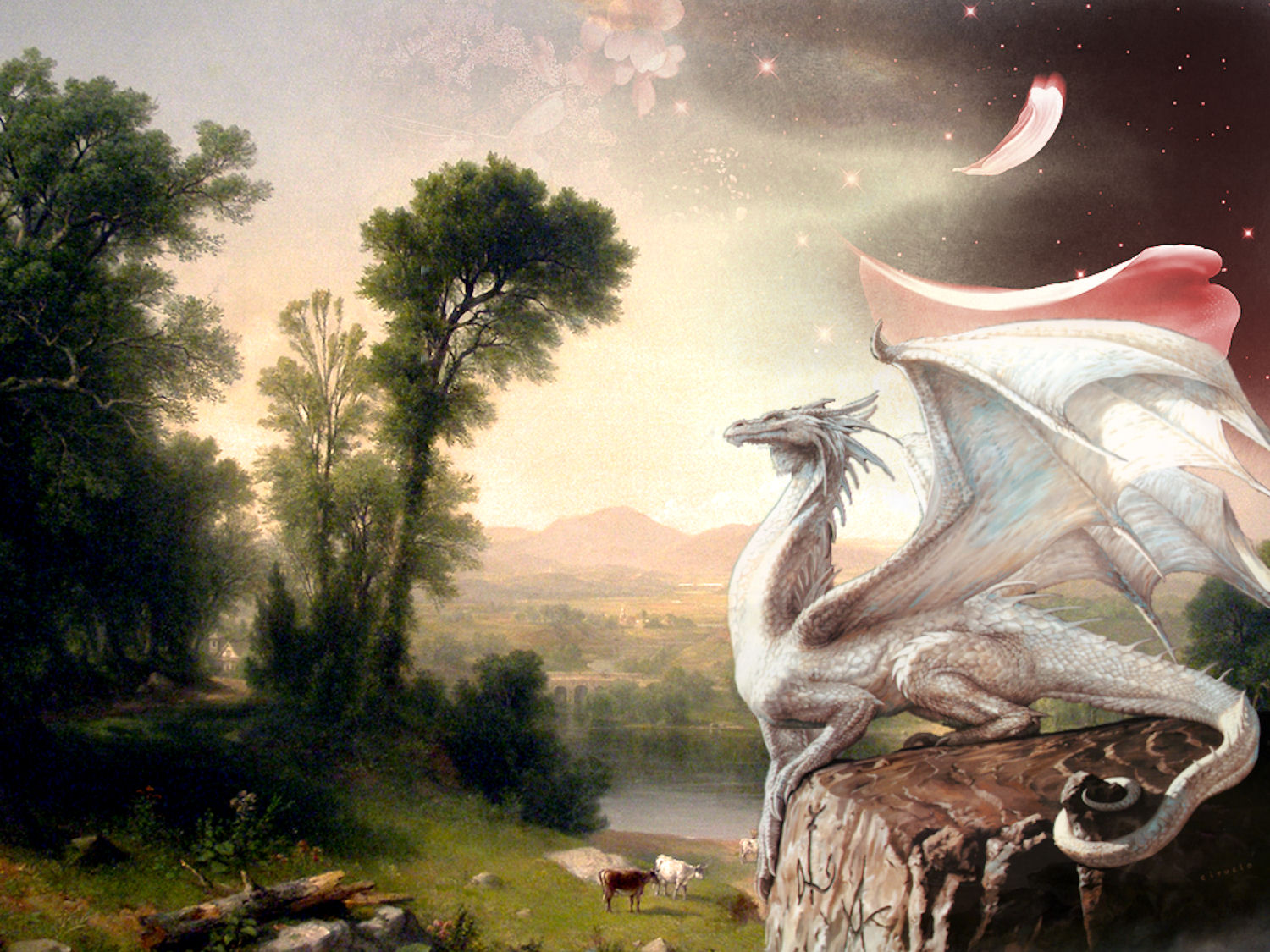 White Dragon HD Wallpaper Background