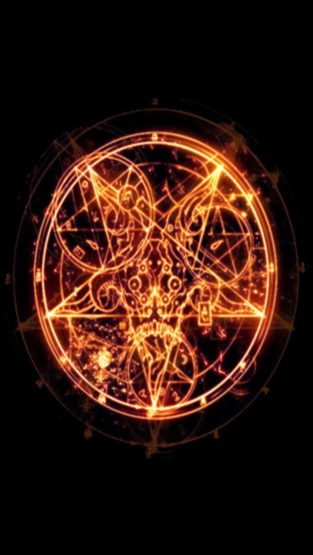 Pentagram Background Fiery Logo iPhone