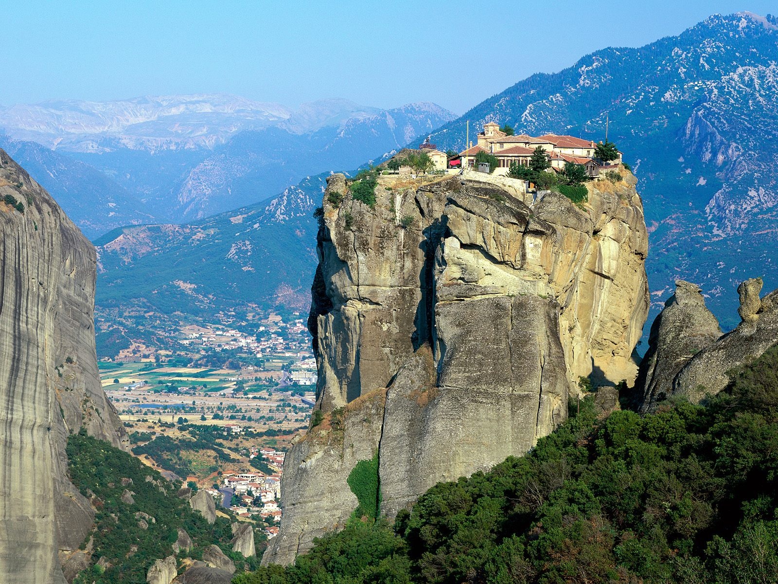 Wallpaper Meteora Panorama Greece Monastery Kalambaka Rocks