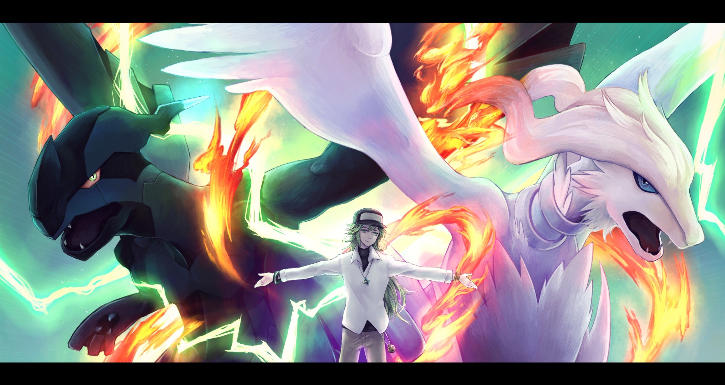 N Pokemon Trainer with Zekrom and Reshiram
