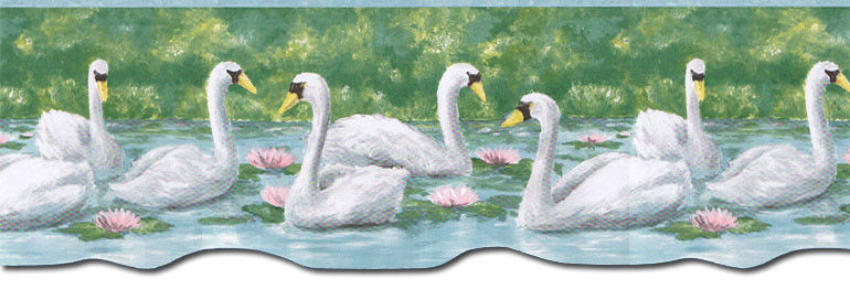 Die Cut Swan Lake Water Lily Nenuphar Wallpaper Border PT24019B eBay