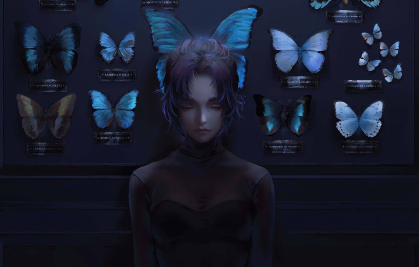 Wallpaper Butterfly Loneliness Collection Closed Eyes In The